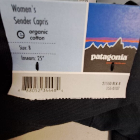 NEW Patagonia Black w/Gray Trim Sender Capris Size 8 - Picture 6 of 6